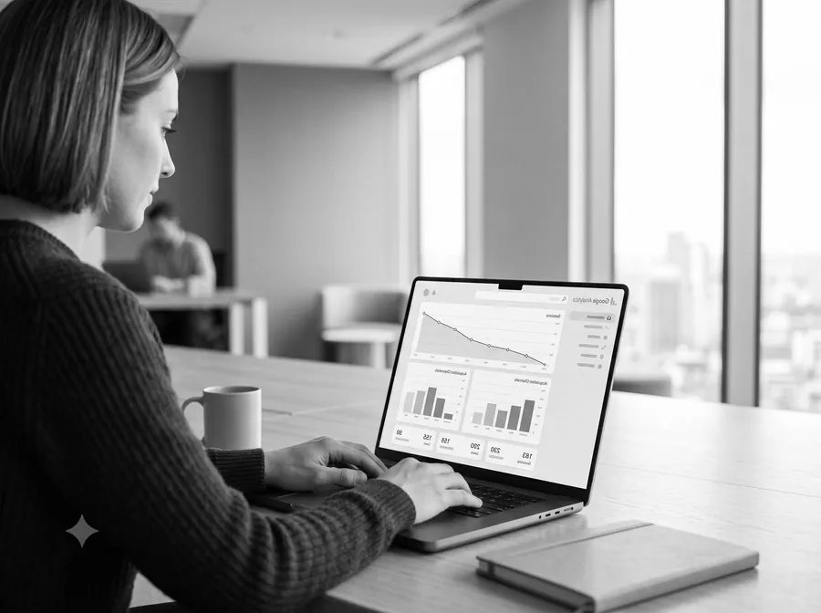 Consultor SEO en Lima revisando métricas de posicionamiento de un cliente